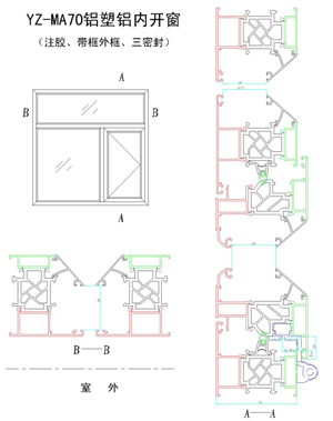 永壯MA70鋁塑鋁內(nèi)開窗節(jié)點(diǎn)圖（二）